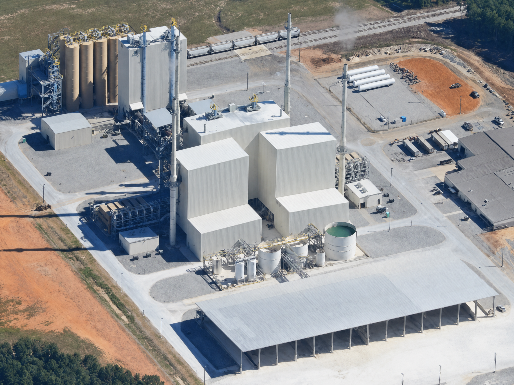 Aerial view of the Fall Line Minerals manufacturing facility in Wrens, Georgia